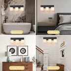 3 Light Modern Bathroom Light Fixtures Over Mirror, Black Vanity Lights for Bathroom Wall Sconces with Milky White Glass Shades, E26 Socket (Bulbs Not Included)