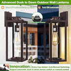 Oil Rubbed Bronze Dusk to Dawn Outdoor Wall Light Fixtures - 2 Packs Exterior Waterproof Outdoor Lighting, Farmhouse Porch Sconces Wall Mounted Lighting, Anti-rust Outside Lantern for Front Door