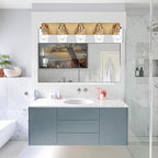 5 Light Bathroom Vanity Lights Brushed Nickel Bathroom Lighting Fixtures Over Mirror with Clear Glass Shades, Modern Industrial Wall Sconces Vanity Lighting Fixture for Bedroom Living Room