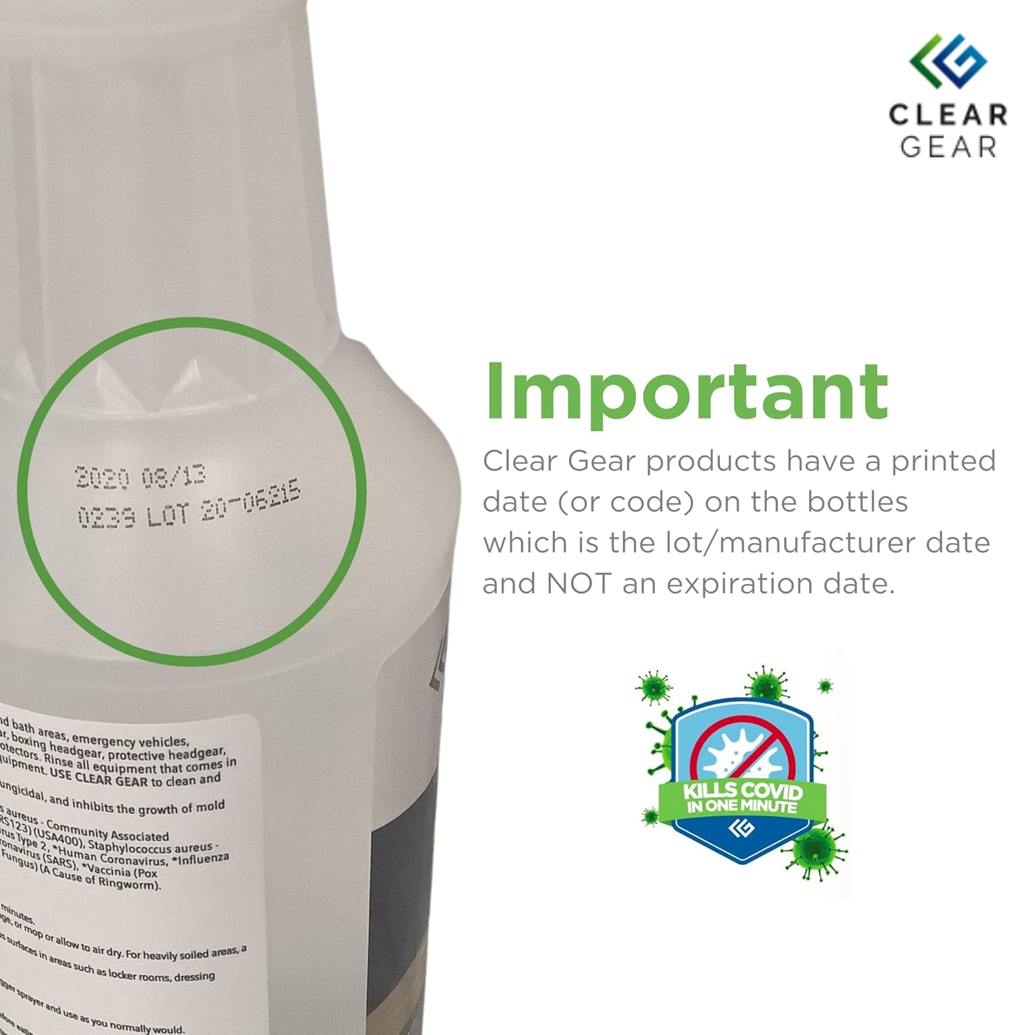 Clear Gear Gym Disinfectant Mat Cleaner, and Gym Equipment Deodorizer for Sports Equipment and Fitness Centers - EPA-Registered, Hospital Grade Disinfectant, Made in USA - (4) 1 Gallon Bottles