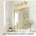 Emliviar 30 Inch Gold Vanity Light, 4-Light Bathroom Light Fixtures with Clear Glass Shade, Brushed Gold Finish, YCE237B-4W BG