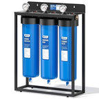 HQUA WF3-02 3-Stage Free-Standing Whole House Water Filtration System, Reduces Heavy Metals (Lead, Mercury, Copper, Nickel, Chromium), Chloramine, Sediment, Odor, and VOC’s