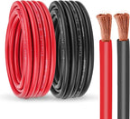 8 Gauge Battery Cable Copper Wire, 10FT Red+10FT Black 8 AWG Welding Cable Standard USA OFC Wire for Automotive, Battery, Solar, Marine and Generator