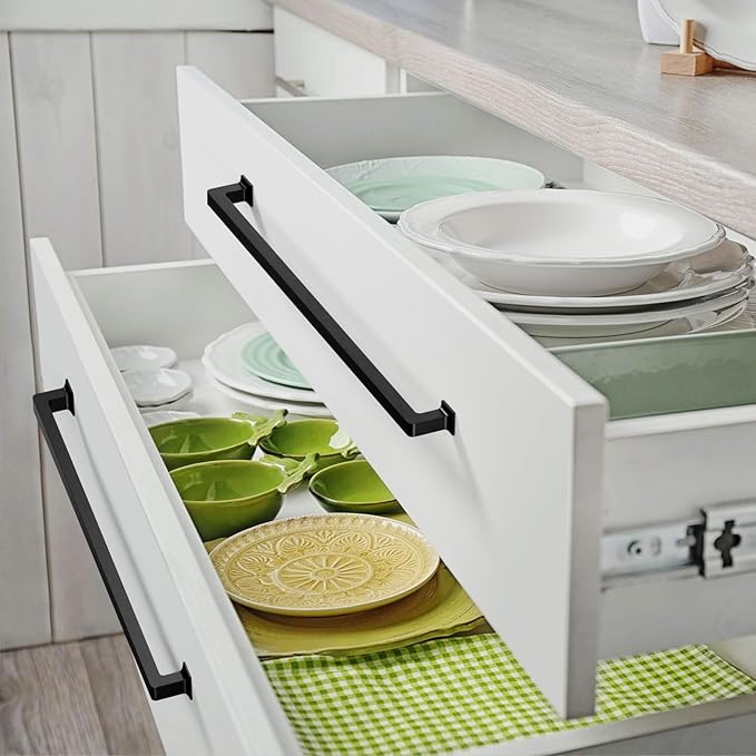 FILTA 12.6 Inch(320mm) Hole Centers Matte Black Cabinet Pulls(Set of 6),Black Handles for Cabinets Zinc Alloy Kitchen Cabinet Pulls Cabinet Hardware for Cabinets Cupboard Drawer