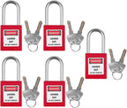 Red Loto Locks - 5pcs Keyed Different, 2 Keys Per Lock, OSHA Compliant Safety Padlocks for Electrical Lockout Tag Out Kits