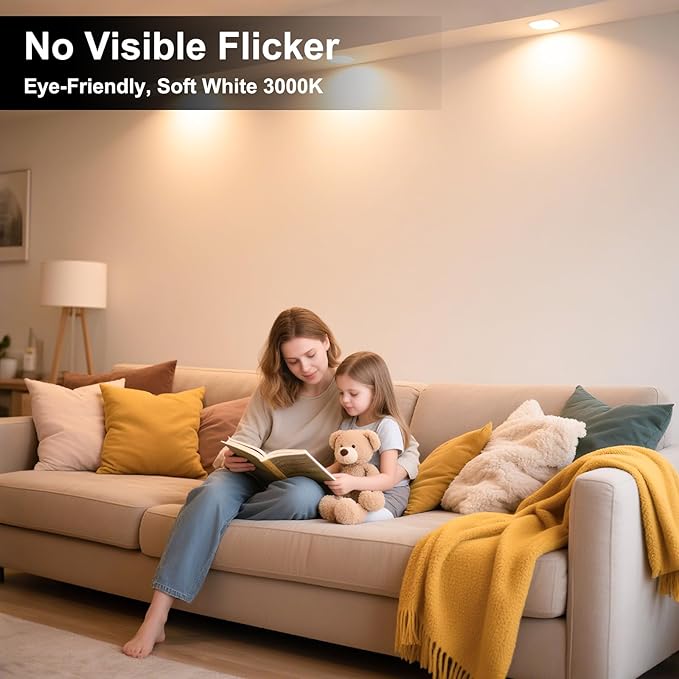 VOLIVO LED Flood Light Bulb 12 Pack, Recessed Ceiling Bulb, BR30, 65W Equivalent Efficient 9W, Dimmable, E26 Base, Warm White 3000K, 800 Lumens, 80CRI, Ceiling Light for Kitchen, Living Room