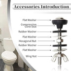 Universal Toilet Tank to Bowl Bolts Kit, Heavy Duty Toilet Bolts, Waterproof Stainless and Rubber Washers Gaskets with Extra Long Nut Screw for Fastening (Silver) (4, Short)