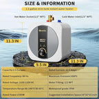 2.5 Gallons Under Sink Hot Water Heater, 110V 1500W Mini Tank Instant Water Heater With Digital Display Pressure Release Vavle Under For Bathroom Kitchen Hair Salon RV(White)