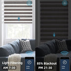 SmartWings Motorized Zebra Shades Work with HomeKit, Alexa, Google Home, 85% Blackout Light Filtering Day Night Sheer Blinds, Privacy Light Control, for Home/Office, Customized, River Stone