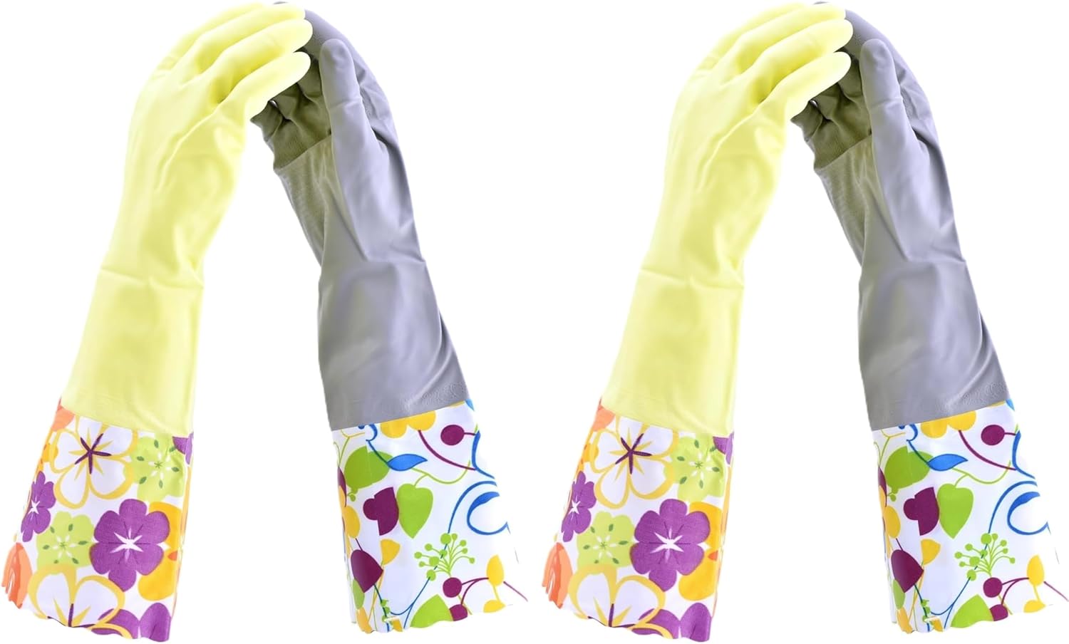 Household Gloves - Latex-Free, Waterproof, Long Cuff, Soft Lining Non-Slip, Adjustable Strap, Multi-Layer Protection, Flexible, Durable, Chemical-Resistant, Reusable for Cleaning (4 Pair)