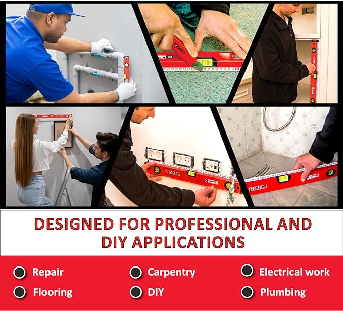 Kapro - 770 Exodus Professional Box Level - 72 Inches - With 45° Vial & Ruler - For Leveling, Measuring, Marking, and Cutting - Features 3 Vials, Precise Straightedge, and Wall-Grip