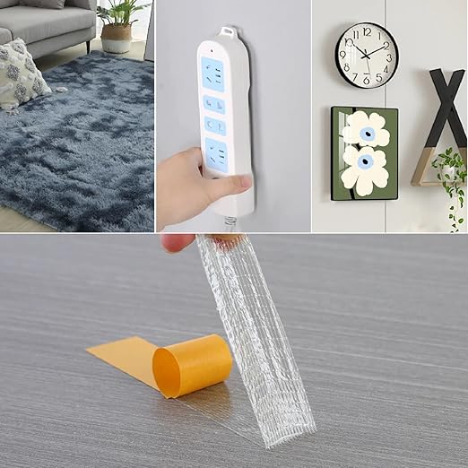 QDiShi Double Sided Heavy Duty Mounting Tape, Universal High Tack Strong Wall Adhesive with Fiberglass Mesh, Multipurpose Tape, High Stickiness Strong Thin Fabric Carpet Tape (1in x 66ft)