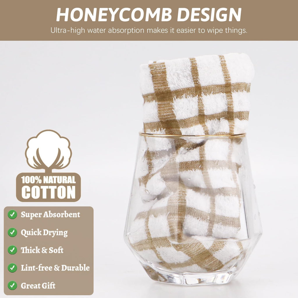 Nialnant 12PCS Dish Cloths,100% Cotton Soft Absorbent Cleaning Rags,Quick Drying Dish Towels for Kitchen,Washing Dishes-Blue Plaid+Yellow Plaid,12x12in