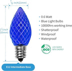 Meconard C7 Led Replacement Christmas Light Bulbs, C7 Shatterproof Led Bulbs for Christmas Indoor Outdoor String Lights, E12 Candelabra Base, Commercial Grade Holiday Bulbs, Blue, 25 Pack