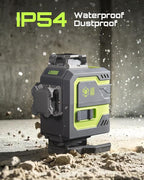 LasGoo LG-4D 16 Green Beam 4x360° Laser Level, Self-Leveling Tool with Horizontal and Vertical Dual Layout, Ideal for Construction and Picture Hanging, Magnetic Pivot Bracket Included