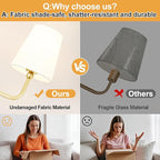 Bathroom Light Fixtures, 3-Light Brushed Gold Vanity Lights, Bathroom Lighting Fixtures Over Mirror with Flared White Fabric Shade, Modern Wall Sconces for Living Room Hallway