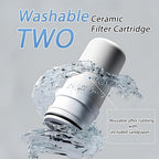 VYNTRA Faucet Water Filter, 7-Layer Kitchen Filter Water Faucet Element, 350 Gallons Activated Carbon Ceramic Filter Reduces 99% Chlorine, Limescale, Heavy Metals (2*Filter & 6*Adaptors) White