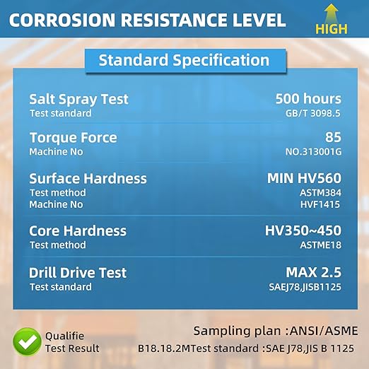 Upgrade SD Connector Screws, #9 x 1-1/2" Heavy-Duty Joist Hanger Screws, 500-Hour Salt Spray Rust Prevention Grade, 1/4" Hex Head with 0.370"-Dia, Replace 10D Nails and Simpson SD9112R500, 500-QTY