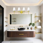 New Bathroom Vanity Light Fixtures 3 Lights Brushed Brass Glass Shade Modern Wall Bar Sconce Over Mirror (Brushed Brass, 4T)