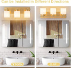 3 Light Modern Bathroom Light Fixtures Over Mirror, Brass Finish Vanity Lights for Bathroom Wall Sconces with Milky White Glass Shades, E26 Socket (Bulbs Not Included)