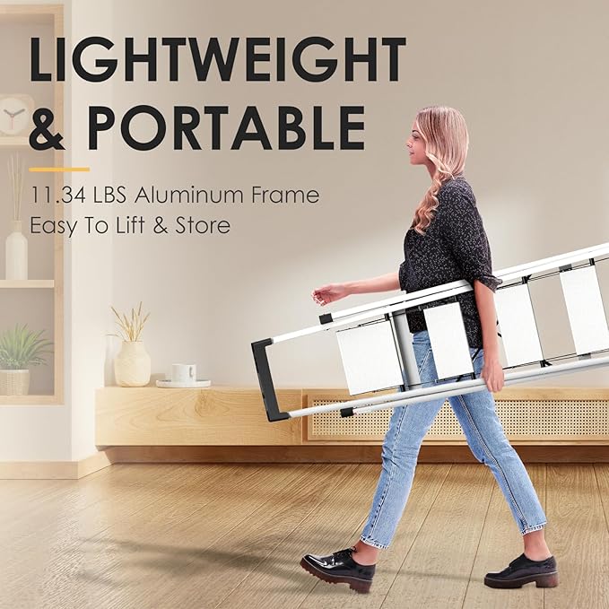 HBtower 5 Aluminum Step Ladder, Strudy Ladders for Home with Tool Tray, Anti-Slip Folding Step Stool for Adults, Light Weight Portable 330lbs Safety for Kitchen Warehouse Outdoor Work