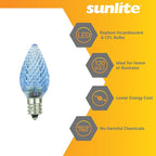 Sunlite 40458 LED C7 Holiday Decorative Light Bulb, 0.4 Watts, E12 Candelabra Base, Faceted Christmas-Lights; Nightlight, Blue 24 Count