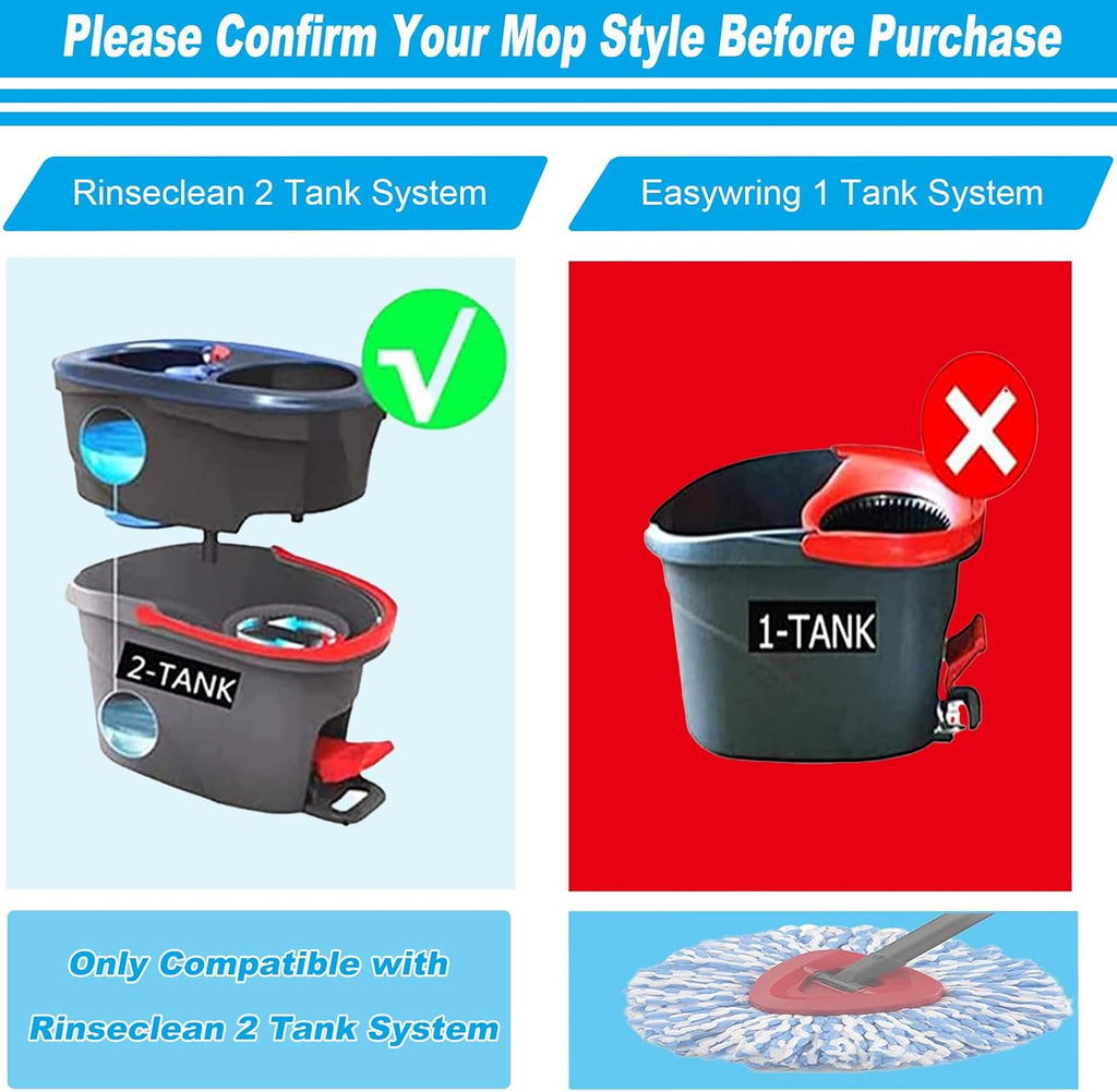 12 Pack Spin Mop Replacement Head, Only Fit for RinseClean 2-Tank System, Microfiber Spin Mop Refill Head Replacement Easy Wring Mop,Spinning Mop Replace Head for Floor Cleaning