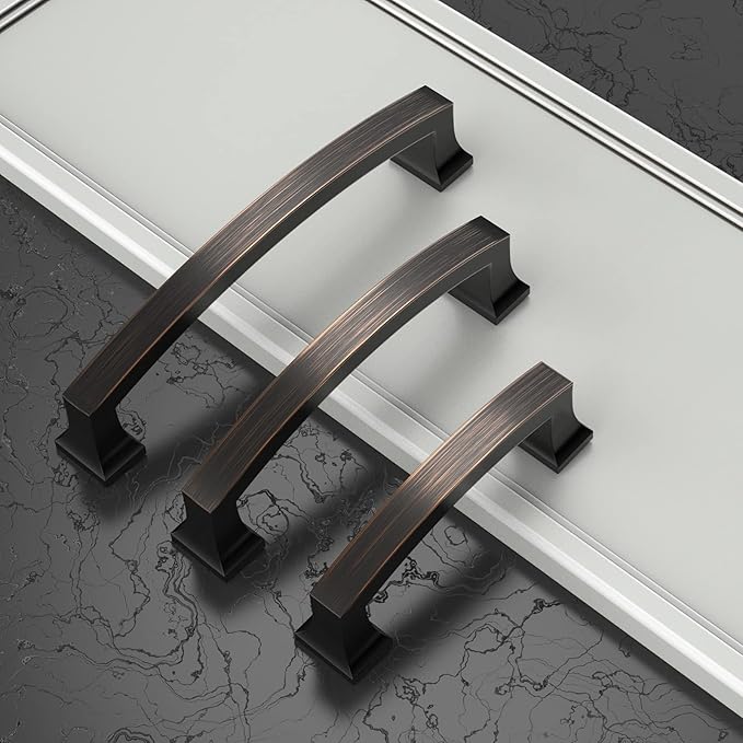 Asidrama 10 Pack 4 Inch(102mm) Hole Centers Kitchen Cabinet Handles, Oil Rubbed Bronze Cabinet Pulls Kitchen Cabinet Hardware for Cupboard Drawer Pulls