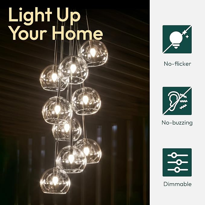 ALAMPEVER 800LM Super Bright Dimmable LED Light Bulb, E26 LED Bulb 100 Watt Equivalent, B11 5000K Daylight White LED Candelabra Bulb, 5.5W, 12 Pack