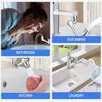 Rotatable Faucet Aerator Extension, Universal U-Shaped Faucet Extender with 1440° Swivel, 2-in-1 Anti-Splash Aerator for Kitchen Sink & Bathroom Faucet