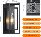 14" Outdoor Wall Lights Fixtures, Black Exterior Lighting Fixtures, Waterproof Outdoor Wall Lantern Modern Front Porch Lights with Clear Glass Coach Lights for Garage, Porch, Front Door 2-Pack