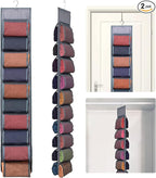 2 Pack Legging Storage Organizer- Hanging Closet Organizer System Clothes Closets Holder with 20 Roll Independent Compartments for Yoga Leggings T-Shirts Bras Socks Pants Tank Top Towel(Grey)