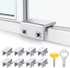 ZRFCXE Window Locks,8 Pack Sliding Window Locks with Key for Vertical & Horizontal Sliding Windows Doors,Easv to Install,Adjustable Security Window Lock for Patio Bedroom Home and Office (Silver)