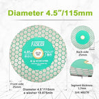 4-1/2" Diamond Tile Saw Blade - FACHLICH 115mm 2pcs Cutting Wheel for Cutting and Grinding Porcelain Ceramic Tile Marble Artificial Stone