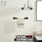 JQK Black Towel Bar, Rounded Edges 14.41 Inch Towel Rack, 304 Stainless Steel Bathroom Wall Mount, Useable Length 12 Inch, TB250L12-PB