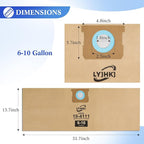 10 Pack DXVA19-4111, DXVA19-4101 Vacuum Bags for DEWALT 6 to 10 Gallon Wet/Dry Vacuum, Disposable Shop Vac Bags, Dust Collection Bag Replacement