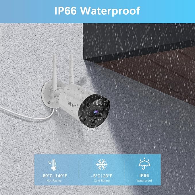 【90ft Super Night Vision】 Outdoor Wireless Security Camera System, Wireless Cameras for Home Security, WiFi Video Surveillance DVR Kits
