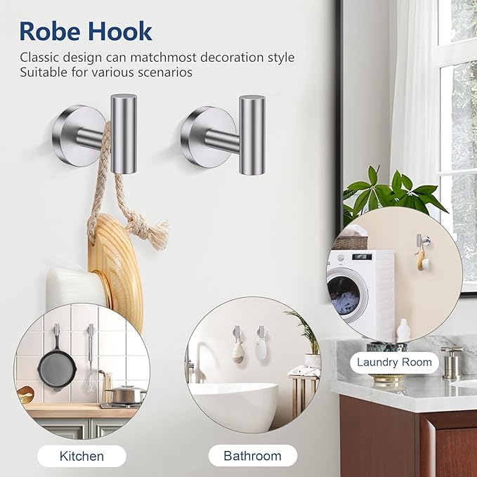 TQKAG 5 Piece Bathroom Towel Bar Holder Sets Brushed Nickel Bathroom Hardware Set Stainless Steel Toilet Paper Holder with Shelf Bathroom Accessories Kit Wall Mounted