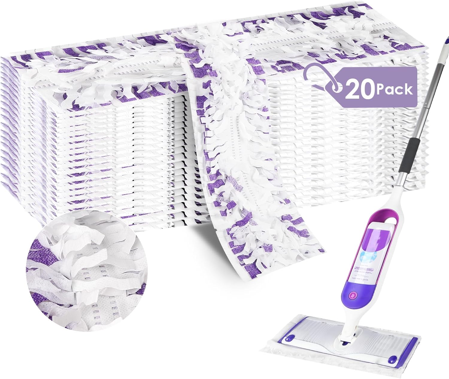 20 Pack Disposable Power Mop Refill Pads Compatible with Swiffer Power Mop,Replacement Mopping Pads for Swiffer Multi-Surface & Wood Powermop Refills, Wet Pads Refill for Floor Cleaning,Unscented