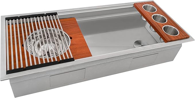 Ruvati 45-inch Drop-in Workstation Kitchen Sink - 16 Gauge Topmount Stainless Steel Kitchen SInk with Two-Tiered Ledges & Accessories - RVH8433