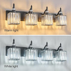 Crystal Vanity Lights - Black 4 Light Modern Bathroom Vanity Light Fixtures Over Mirror