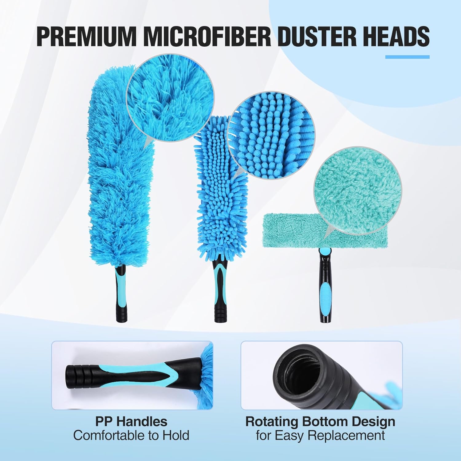 Lineslife High Ceiling Duster Kits,Extendable Reusable Cobweb,Window Cleaning Squeegee,Ceiling Fan Duster,Boat Hook, for High Roof and Glass Surfaces