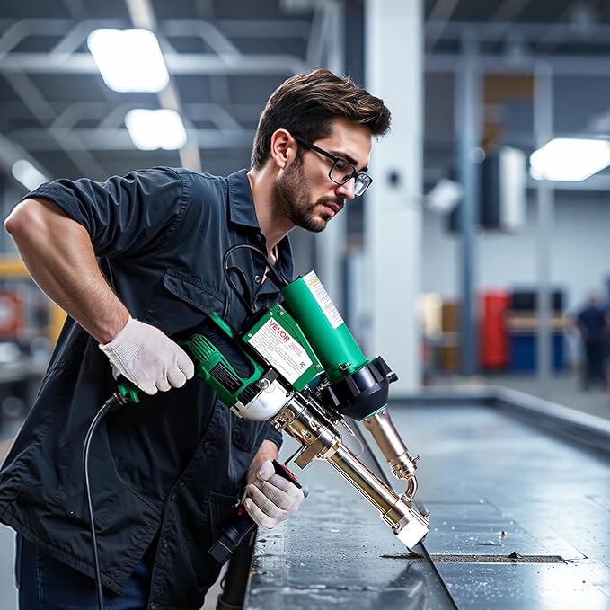 VEVOR Handheld Plastic Welding Extruder, 800W Hitachi Motor Extrusion Welding Gun - 0.79 in Weld Width & 360° Nozzle, Dual Heating System PP PE PVC HDPE Extrusion Welder for Membrane Pipe Plate