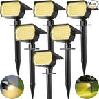 Solar Spot Lights Outdoor 6 Pack, [46 LED/3 Modes] Solar Landscape Spotlights Waterproof, 2-in-1 Auto On/Off Solar Powered Lights for Outside Yard Garden Wall Pathway(Warm White)
