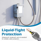 25 PCS 1/2 Inch Liquid Tight Connector - Non-Metallic PVC Electrical Conduit Fittings, 180 Degree Straight Flexible Conduit UL Listed for Home, Kitchen, Bathroom, Tubes and Tool Supplies