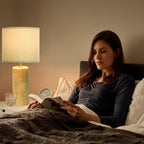 20.75" Ceramic Table Lamps for Living Room Set of 2, Yellow Flower Lamps for Bedroom Set of 2, Ceramic Bedside Lamp for Nightstand, Farmhouse Rustic Table Lamp for Home Decor