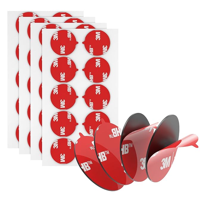 3M VHB Round Double Sided Adhesive 1" Diameter 40 PCS, Heavy Duty Double Sided Adhesive Dots, 5925 Sticky Mounting Foam Tape Strong Adhesive for Car Décor Home Office Logos, 0.025in Thick, Black