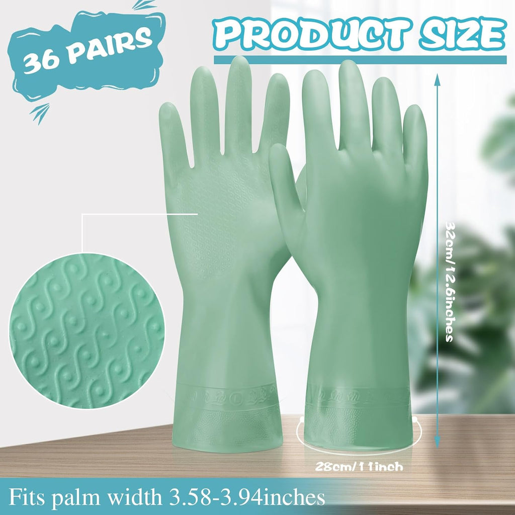 36 Pair Reusable Household Gloves Long Rubber Dishwashing Gloves Kitchen Cleaning for Dishes Clean Gardening