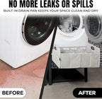 Washer and Dryer Pedestals with Pullout-Shelf - 29" W, 18" H, Black Steel Universal Fit with Major Brands | Laundry Pedestal with Drain Pan & Hose | Washer Stand for Back Pain Relief, 800 lbs Capacity