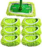 6 Pack Reusable Mop Pads Refill Compatible with Swiffer Sweeper Mop, Microfiber Wet Mopping Cloths for Floor Cleaning, Ideal for Home Cleaning Washable Floor (Green-6 Pack)